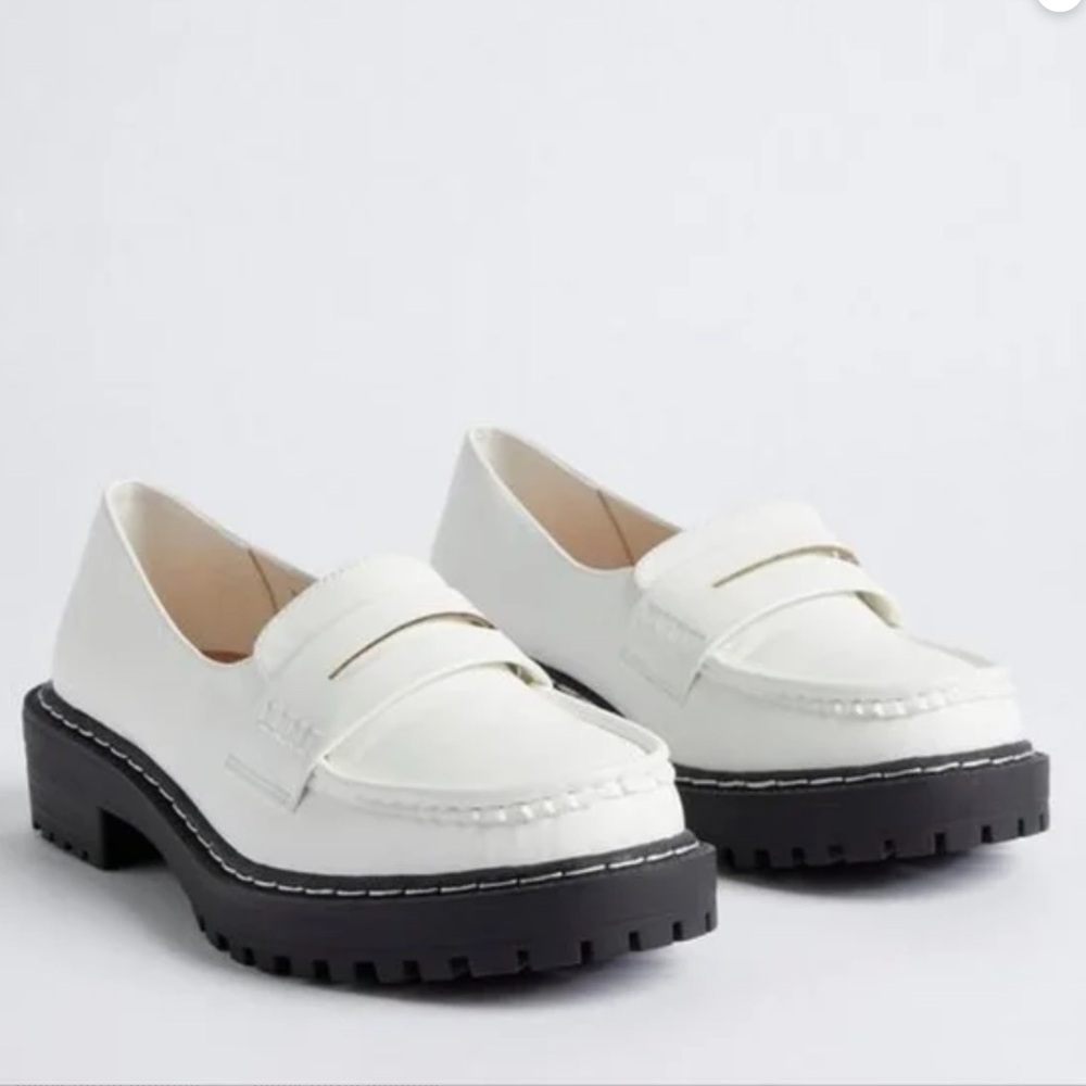 Torrid white PU lug loafers Extra wide width - 10WW New